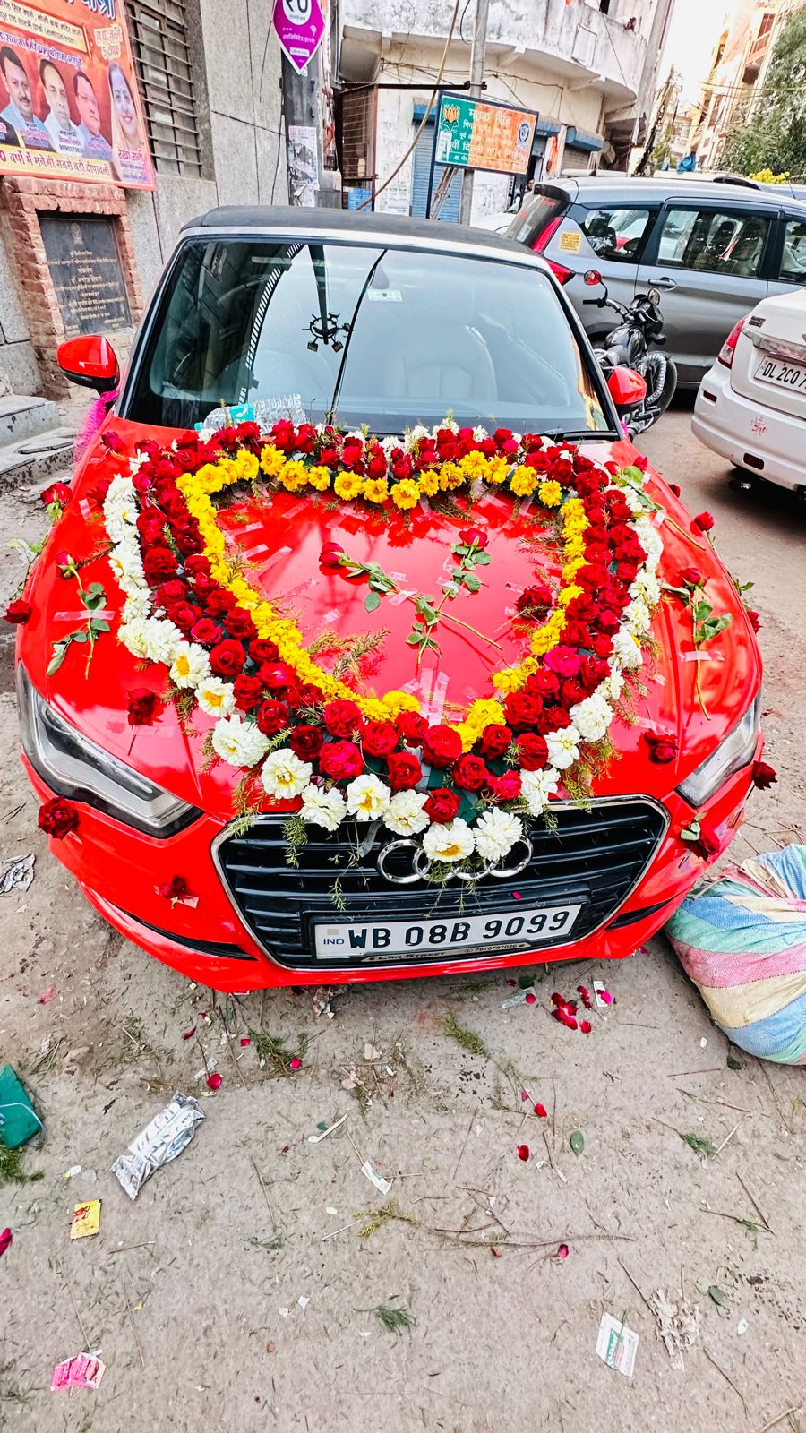 Audi Convertable Red Colour Luxury Weeding Car Rental Service